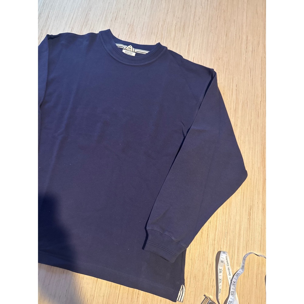 Field Gear Mens Navy Blue Long Sleeve Cotton Pique Crewneck Shirt Size L 44